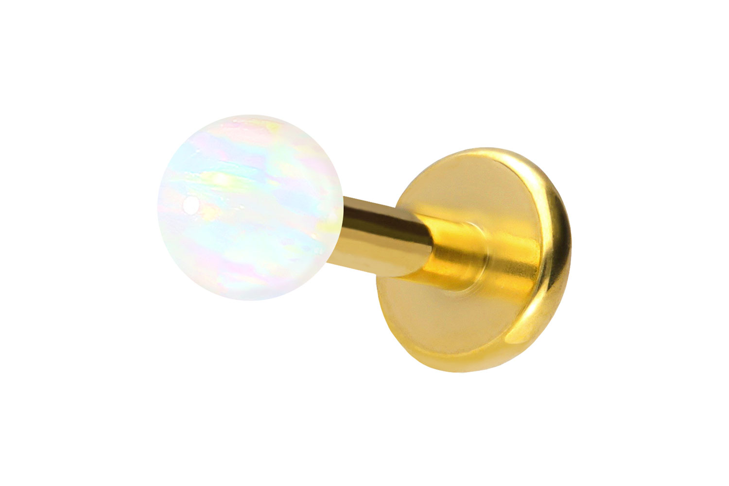 Titan Labret Piercing mit Push Fit SYNTHETISCHER OPAL